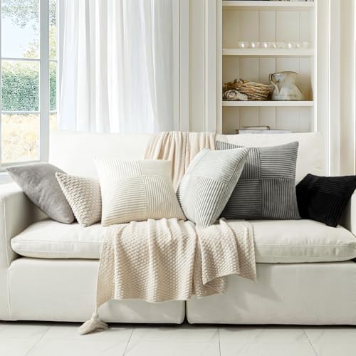 Black Decorative Lumbar Throw Pillow Covers 14x24 Inch 2 Pack (Black / 24" x 14" (Pack of 2))