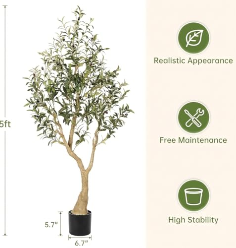 Artificial Olive Tree 5ft with Realistic Appearance (5ft)
