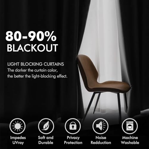 Velvet Curtains Halloween Black 52 x 96 Inch Length Set of 2 (Black / 52"W x 96"L (Pack of 2))