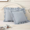 Blue Plaid Ruffle Gingham Throw Pillow Covers 20"x20" Set of 2 (20" x 20" (Pack of 2) / Blue Gingham)