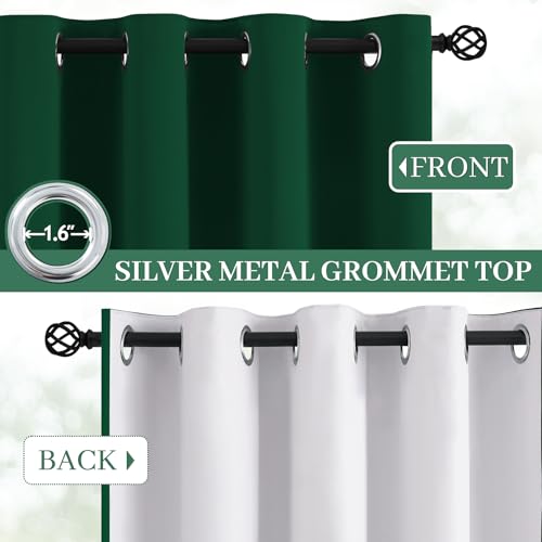 100% Blackout Curtains 52x84 inch Dark Green Window Drapes (Dark Green / 52"W x 84"L (Pack of 2))