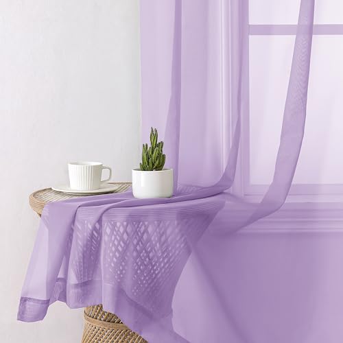 Light Purple Sheer Curtain Panels Pair Sold 63 Inch Length (40"W x 63"L (Pack of 2) / Lavender)