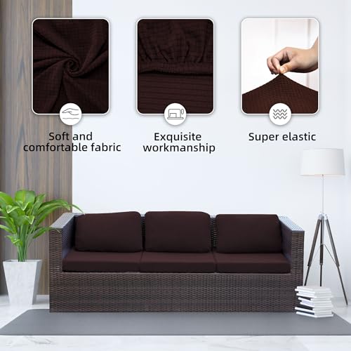 12PCS Patio Cushion Covers.Patio Furniture Couch SeatSlipcovers (Brown / 12PCS)