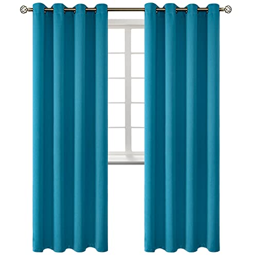 Peacock Blue Blackout Curtains for Living Room 84 Inch (Peacock Blue / 52"W x 84"L (Pack of 2))