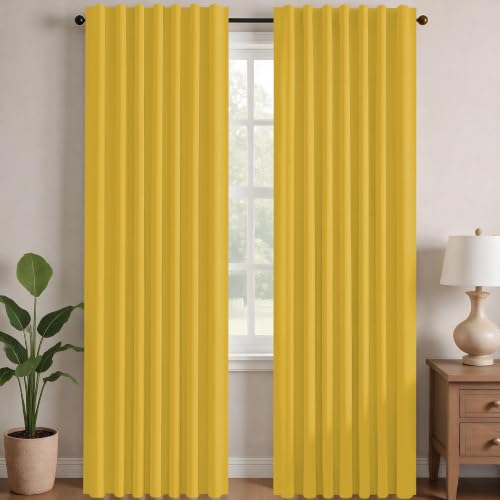 Blackout Curtains for Bedroom (Mellow Yellow / 42"W x 84"L (Pack of 2))