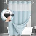No Hook Shower Curtain with Liner Set Hotel Waffle Curtain Aqua 72W X 75L (Aqua / Standard 72"W x 75"L)