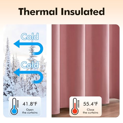 Velvet Curtains Blush Pink 52 x 84 Inch Length Set of 2 (Blush Pink / 52"W x 84"L (Pack of 2))