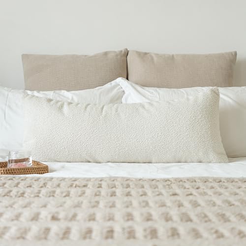 Boucle Lumbar Pillow Cover 14x36 inch Cream (Cream / 36" x 14" (Pack of 1))