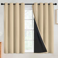 Beige 100% Blackout Curtains Room Darkening Living Room 54 Inch (Beige / 52"W x 54"L (Pack of 2))