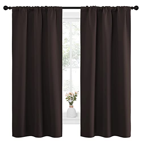 Bedroom Curtains Thermal Insulated (Toffee Brown / 34"W x 63"L (Pack of 2))