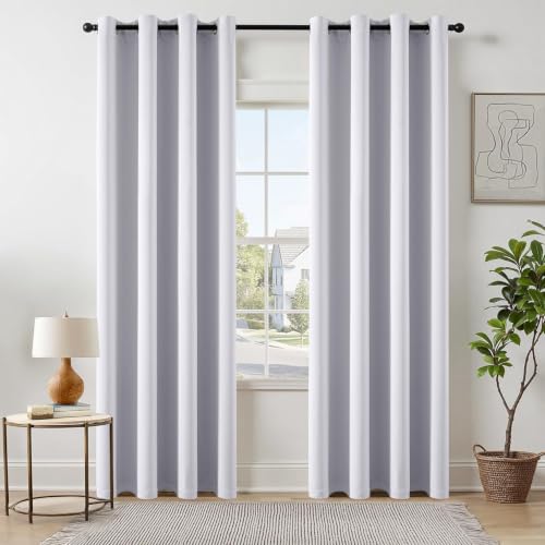 Greyish White Blackout Bedroom Curtains Drapes 84 Inch Long 52"x84" (Greyish White / 52"W x 84"L (Pack of 2))