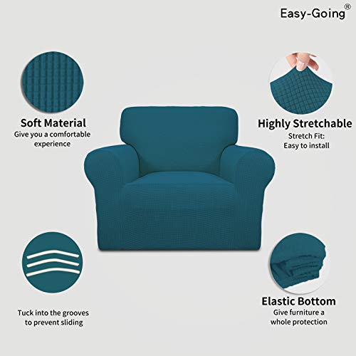 Stretch Chair Slipcover with Arm Washable Peacock Blue (Small Chair / Peacock Blue)