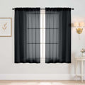 Halloween Black Window Sheer Curtains 45 Inches Length (42"W x 45"L (Pack of 2) / Black)