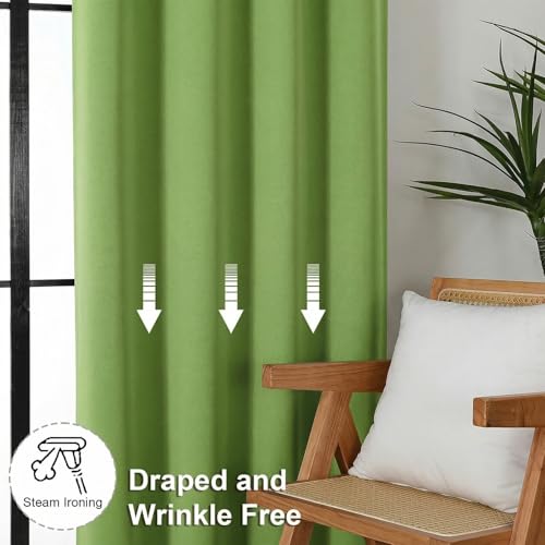 Ava Lime Short Blackout Curtains for Bedroom 54 Inches Long 2 Panels Set (Lime / 40"W x 54"L (Pack of 2))