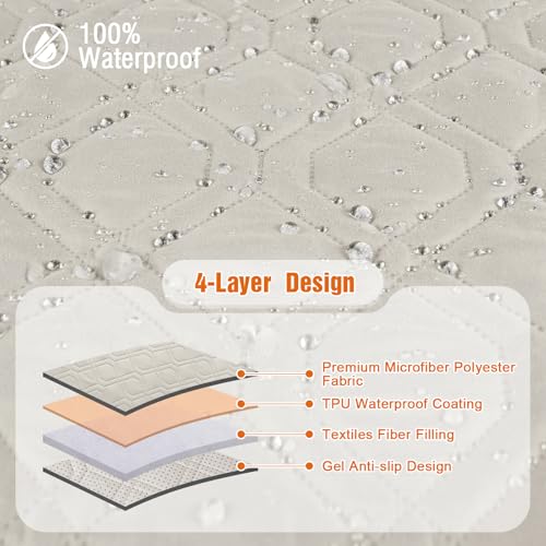 Waterproof Recliner Couch Covers Washable (Beige / 3 Seater)