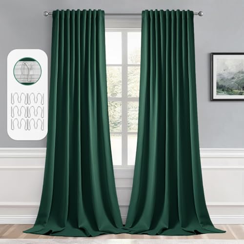 Christmas Hunter Green Back Tab Blackout Curtains 52"x96" 2 Panels (Hunter Green / 52"W x 96"L (Pack of 2))