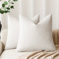 Solid Textured Chenille Throw Pillow Covers 24x24 (24" x 24" (Pack of 2) / Ivory)