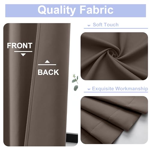 Ava Brown Short Blackout Curtains for Bedroom 54 Inches Long 2 Panels Set (Brown / 40"W x 54"L (Pack of 2))