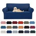 2026 New Stretch Loveseat Sofa Slipcovers Couch Cover for 2 Cushion Furniture Protector Sofa Covers with Elastic Bottom Jacquard Fabric Small Checks for Pets (Classic Blue / Loveseat)