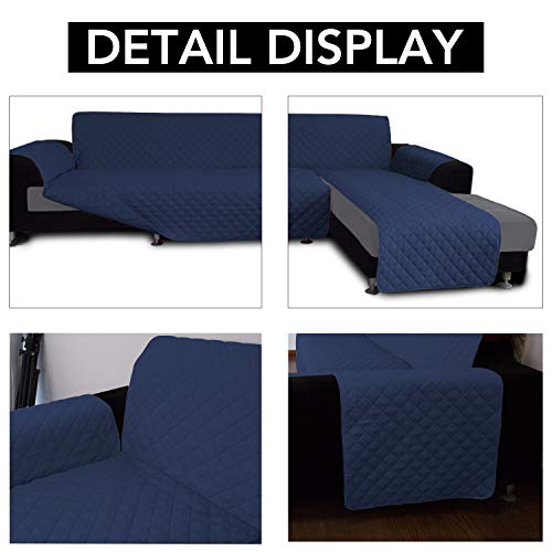 Reversible L Shape Sectional Couch Cover (Small / Navy/Navy)