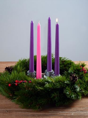 10 Inch Advent Taper Candles Set of 4 (Tapered 10 inch / Advent Purple)