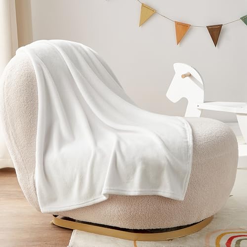 Fleece Blanket Soft Plush Throw for Couch White 30"x40" (White / Kids(30"x40"))