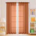 Orange Sheer Curtains for Window 72 inches Long 2 Panels Set (42"W x 72"L (Pack of 2) / Orange)