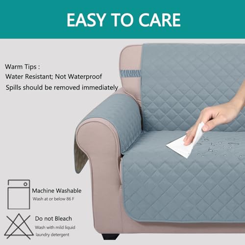 Loveseat Sofa Cover for 2 Cushion Couch (Light Blue/Beige / 45''loveseat-small)