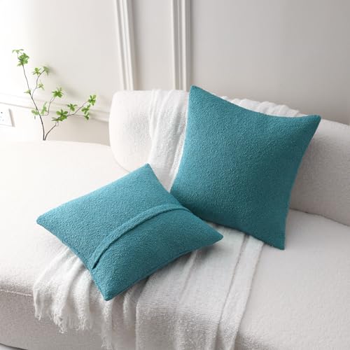 Pack of 2 Boucle Textured Throw Pillow Covers 26x26 Inch (Teal Blue / 26" x 26" (Pack of 2))