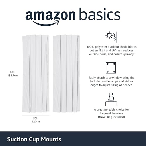 Portable Blackout Curtain Shade with Suction Cups (White / 2-Pack)