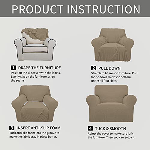 Stretch Oversized Chair Slipcover with Arm Washable Natural (Small-XL Chair / Natural)