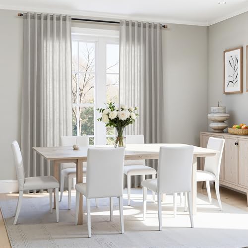 Light Gray Linen Curtains 72 Inches Long for Living Room Bedroom Light Filtering Semi Sheer Curtain Back Tab Rod Pocket Grey Simple Modern Farmhouse Decor Neutral Window Drapes 52x72 (52"W x 72"L (Pack of 2) / Light Grey)