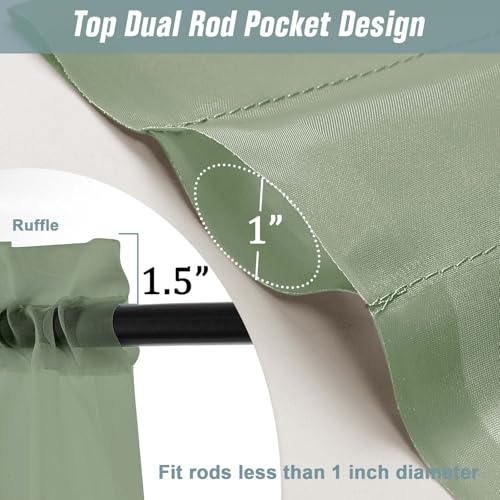 Sage Green Small Sheer Curtains Tier 24 Inches Length 2 Pieces (42"W x 24"L (Pack of 2) / Sage Green)