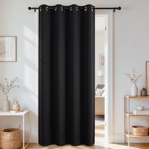 Door Curtain Blackout Curtains for Doorway Privacy Closet Drapes (Black / 52"W x 96"L (Pack of 1))