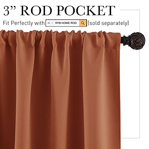 Blackout Curtains for Bedroom Living Room Nursery 72 inches Long (Burnt Orange / 42"W x 72"L (Pack of 2))