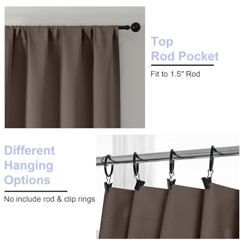 Ava Brown Blackout Curtains for Bedroom 84 Inch Length 2 Panels Set (Brown / 40"W x 84"L (Pack of 2))