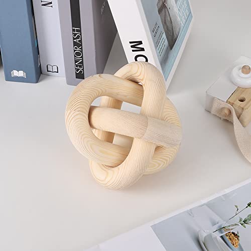 Wood Knot Decor Chain Link Modern Farmhouse Boho Coffee Table Accent (Natural)