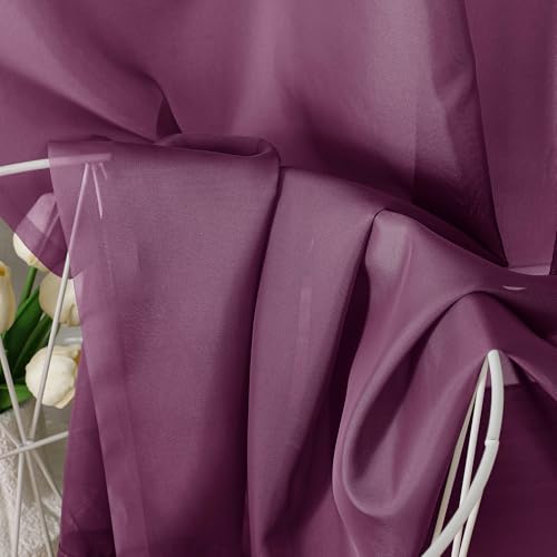 Plum Purple Sheer Curtains 84 Inches Long 2 Panels (40"W x 84"L (Pack of 2) / Plum)