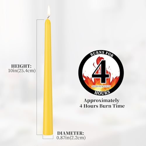 0.87×10 Inch Yellow Taper Candles (Yellow)