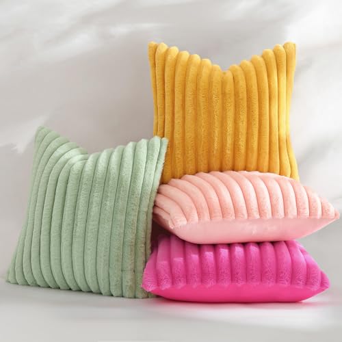 Fall Faux Fur Throw Pillow Covers 20x20 Set of 2 Mustard Yellow (Mustard Yellow / 20" x 20" (Pack of 2))