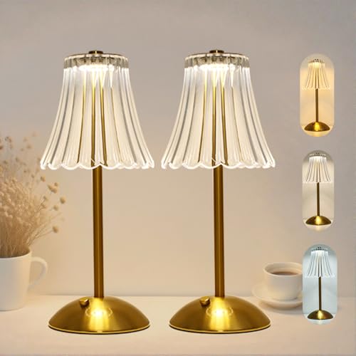 2 Pcs Cordless Rechargeable Table Lamp (Amber / Large)