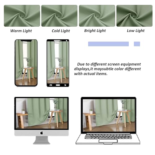 Ava Light Green Blackout Curtains for Bedroom 96 Inches Long 2 Panels (Light Green / 50"W x 96"L (Pack of 2))