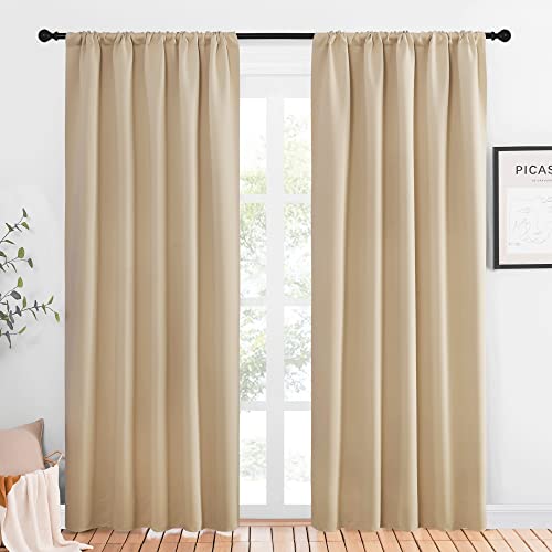 Room Darkening Curtains for Bedroom (Biscotti Beige / 52"W x 84"L (Pack of 2))