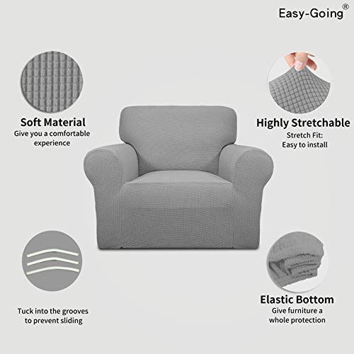 Stretch Chair Slipcover with Arm Washable Light Gray (Small Chair / Light Gray)