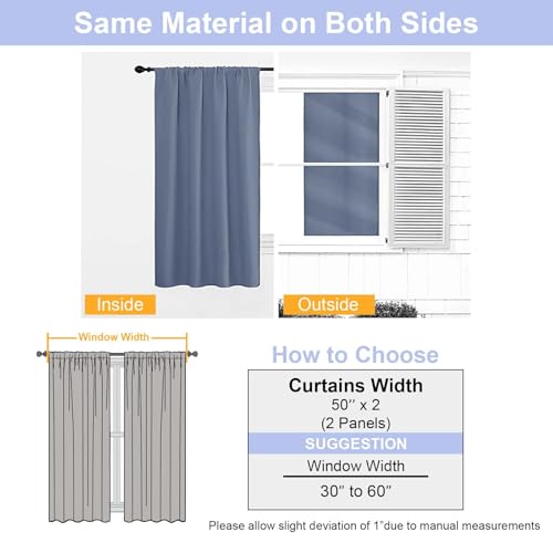 Denim Blackout Curtains for Bedroom 96 Inches Long 2 Panels (Denim / 50"W x 96"L (Pack of 2))