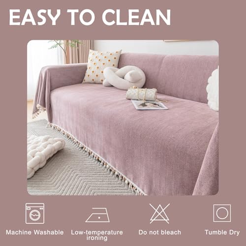 Soild Couch Covers for Dogs Pink (71" x 118" / Tassel Ball: Light Pink)