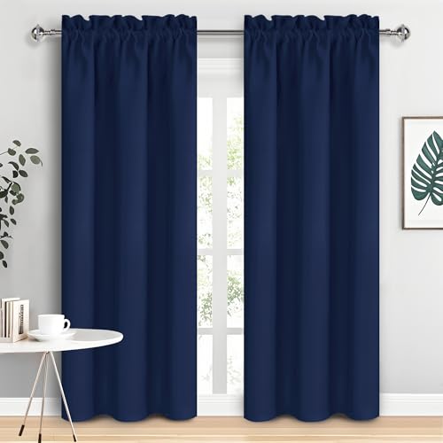 Blackout Curtains for Bedroom 38 x 84 Inch Long Navy Blue 2 Panels (Navy Blue / 38"W x 84"L (Pack of 2))