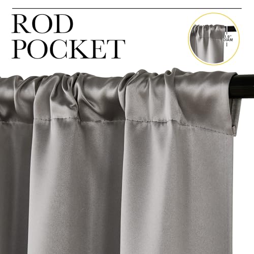 Chrome Gray Room Darkening Curtains for Cafe 42" x 63" 2 Panels (Chrome Gray / 42"W x 63"L (Pack of 2))