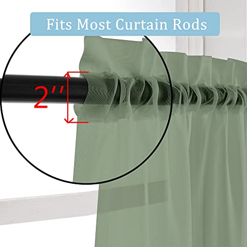 Sheer Curtains Sage Green (Sage Green / 42"W x 45"L (Pack of 2))