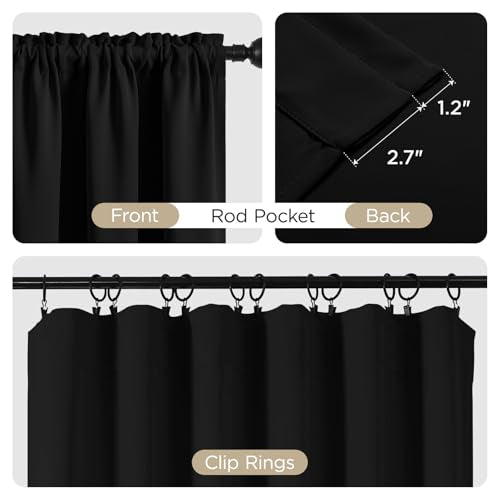 Beige Blackout Curtains 72 inch Length 2 Panels Set (Beige / 52"W x 72"L (Pack of 2))